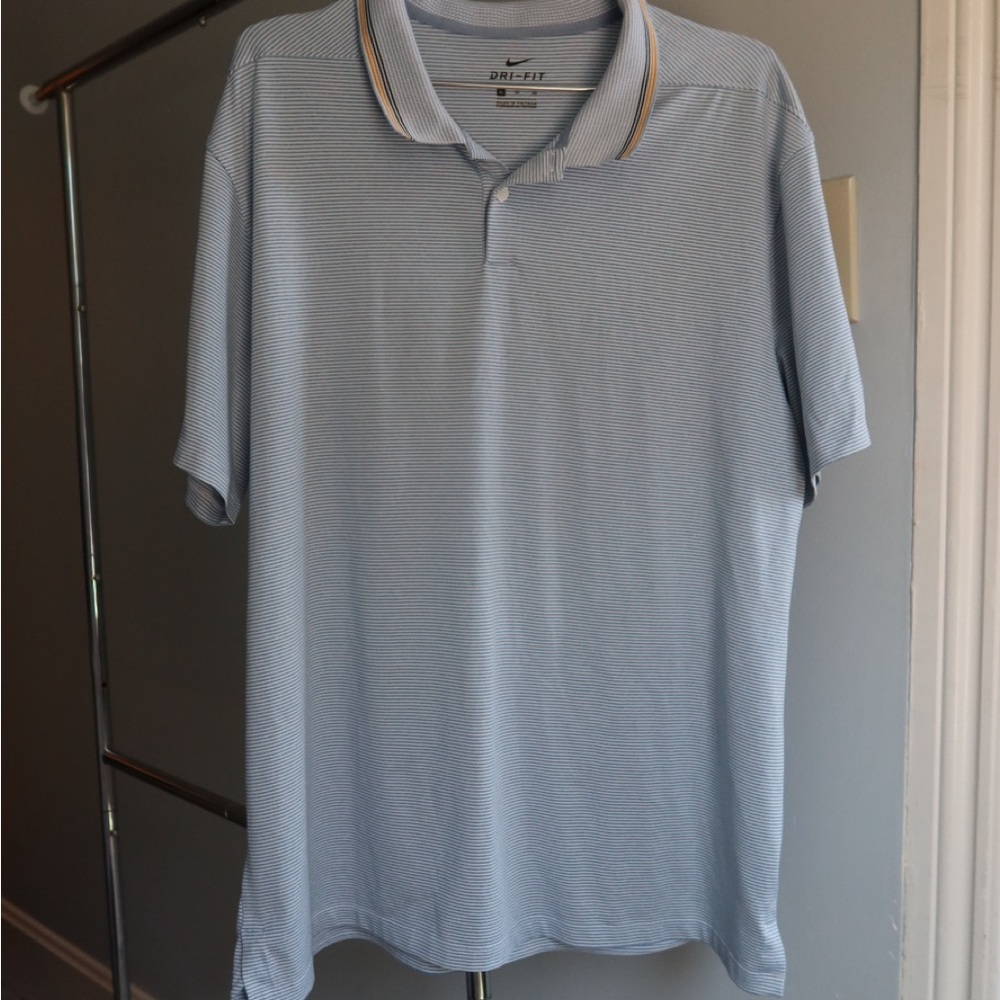 Nike Men's Light‎ Blue Polo with Striped Collar